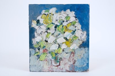 Lot 984 - *John Hanbury Pawle (1915-2010) oil on board- White hydrangeas