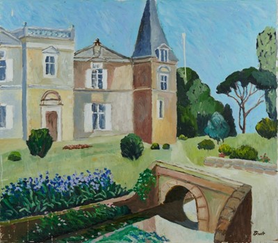 Lot 1000 - *John Hanbury Pawle (1915-2010) oil on board- French chateau, signed, with an Indian door scene verso, 76cm x 86cm