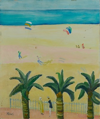 Lot 1006 - *John Hanbury Pawle (1915-2010) oil on board- Kite Flying, Nice, signed and dated 96, 61cm x 51cm