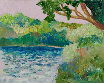 Lot 1009 - *John Hanbury Pawle (1915-2010) oil on board- Pond II, signed, 41cm x 51cm