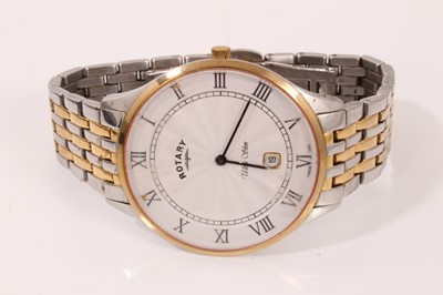 Lot 286 - Rotary Ultra Slim stainless steel bi-metal wristwatch in box