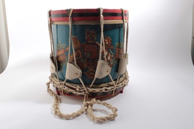 Lot 848 - George VI Royal Air Force (R.A.F.) Ceremonial Drum with hand painted Royal Arms and regimental insignia, 36.5cm in height