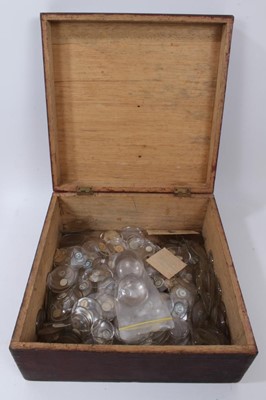 Lot 338 - Large collection of antique watch crystals / glasses together with a box of watch parts