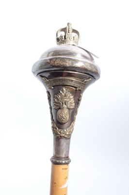 Lot 852 - First World War 26th Battn. Royal Fusiliers The City of London Regt. Drum Major's Mace, the silver plated top, set with regimental badges and engraved presentation inscription Lt. Col. The Hon. F....