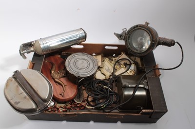 Lot 859 - Collection of various militaria to include signalling light, fire extinguisher and various other items (1 box)