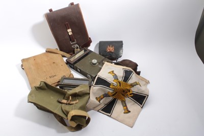 Lot 876 - Second World War Tank Periscope dated 1943, together with a British military canvas webbing map / chart case with 1 SQN. to front flap, other canvas webbing items and militaria