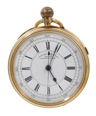 Lot 744 - Victorian 18ct gold chronograph pocket watch