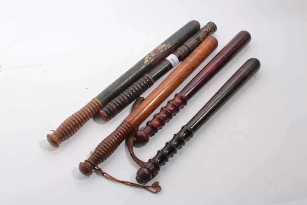 Lot 1030 - Five old Police Truncheons