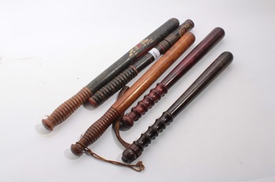Lot 1030 - Five old Police Truncheons