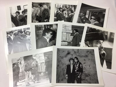 Lot 1598 - Michael Jackson Eleven Black and White Press Release Photographs 1987 on the set of the Bad video, plus one of Martin Scorsese.