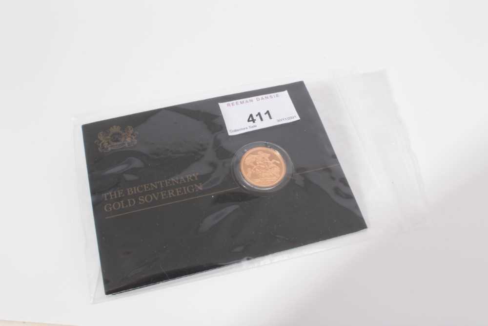 Lot 411 - G.B. - The Royal Mint 'The Bicentenary' Gold Sovereign in pack of issue 2018 UNC. (1 coin)