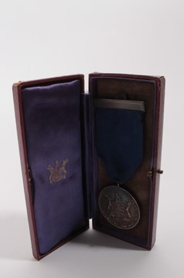 Lot 900 - 1940's Hudson Bay Company Silver Long Service medal 'Presented to C. H. Folke 1941 for 15 years faithful service, (London 1942) maker John Pinches, London, in original box of issue