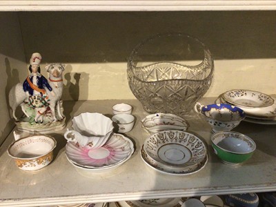 Lot 231 - Staffordshire figure and lot English china and cut glass basket