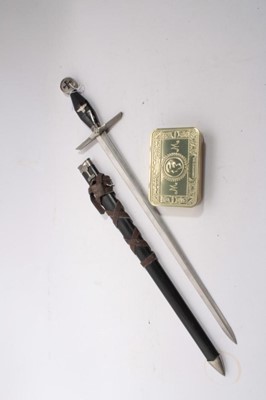 Lot 1023 - Reproduction Nazi German Dress Dagger, together with a reproduction Princess Mary Gift tin (2)