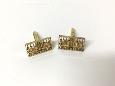 Lot 89 - Pair of Chinese 14ct gold novelty abacus cufflinks