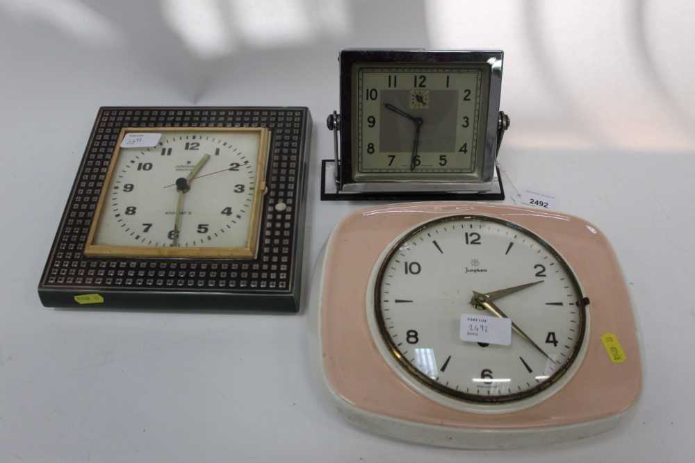 Lot 2492 - Scottish chromium plate desk clock, together with two German wall clocks (3)