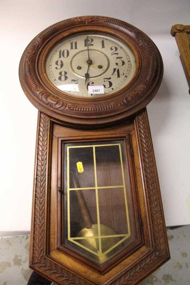 Lot 2487 - Continental Vienna style wall clock together with a Royal Hussars presentation clock
