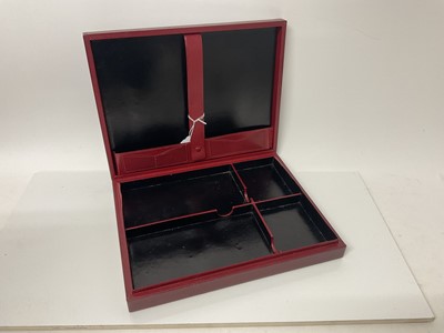 Lot 65 - Good quality Spanish red leather stationary box of rectangular form, 31cm x 24cm