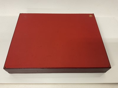 Lot 65 - Good quality Spanish red leather stationary box of rectangular form, 31cm x 24cm
