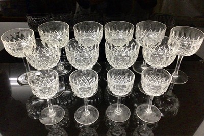 Lot 71 - Set of ten good quality cut glass port/sherry glasses, together with four matching liquor glasses (14)