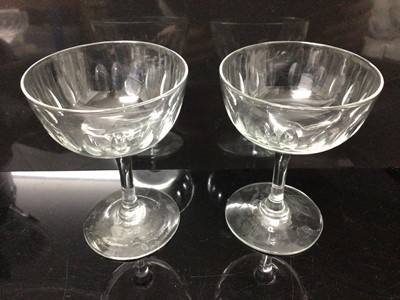 Lot 50 - Ten cut glass champagne bowls of similar design to include four matching, two pairs and two others