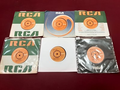 Lot 2220 - Box of single records on the RCA label including Sammy Salvo, Lou Monte, Neil Sedaca, Barry McGuire, Don Gibson, Grapefruit, Bobby Bare, Nina Simone, Little Peggy March, Hank Locklin and Patsy Jone...