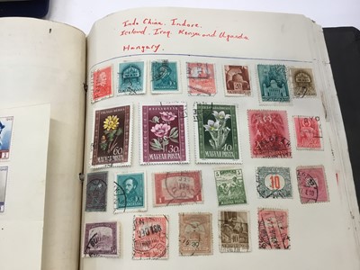 Lot 1574 - Box of old stamp albums, loose stamps and FDCs in albums.