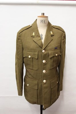 Lot 940 - 1960's Army Officers No. 2 dress jacket and trousers, with label Gieves Limited, London, D.R.F. Bell L/6/68, together with another No.2 dress jacket and trousers.