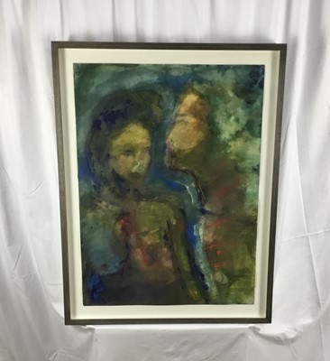 Lot 163 - English Contemporary school, two works mixed media, standing figure, indistinctly signed