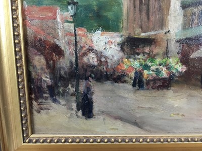 Lot 188 - Three mid 20th century French oils on board, flower stalls