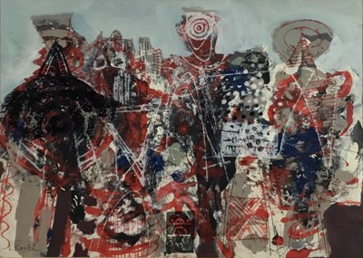 Lot 190 - Bernard Rooke (b. 1938), mixed media - abstract figures