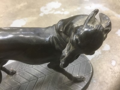 Lot 250 - After Mene, two spelter sculptures, or horses and a greyhound.
