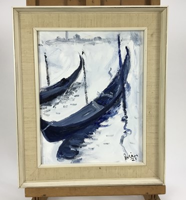 Lot 141 - Brian Pinnell, oil on canvas,  
"Early Morning Venice", signed and dated 
'21, in painted frame. 28 x 22cm.