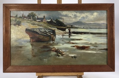 Lot 148 - Irish School early 20th Century, oil on canvas, A view on the coast of Connemara, 
inscribed verso, in oak frame. 35 x 62cm.