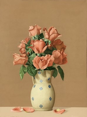 Lot 140 - 20th century Pasini, oil on canvas, of a still life of roses, in 
a jug, signed, in slip frame. 40 x 30cm.