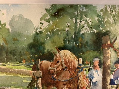 Lot 11 - Andrew Pitt watercolour - Painting the Romany Tableau at Sir Alfred Munnings' House 53cm x 75cm framed