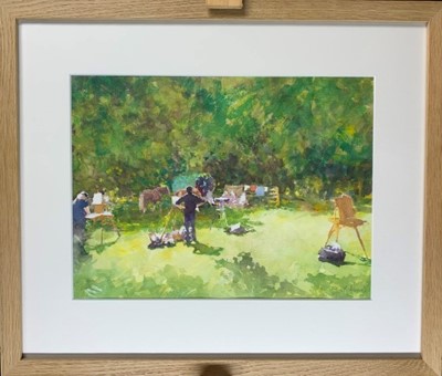 Lot 60 - Richard Bond watercolour - Romany Re-Enactment No. 3, 38.5cm x 45.5cm framed