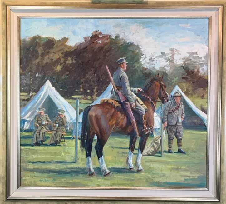 Lot 81 - John Fitzgerald oil on canvas - Camp Life, 100cm x 80cm  
  
N.B. First World War Camp Re-Enactment: Painted at the Museum in 2019