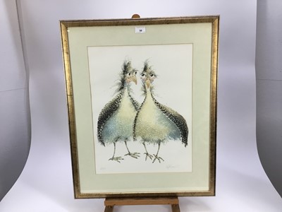 Lot 98 - Judy Rossouw, contemporary, signed limited edition print - Guinea Fowl, 4/650, 51cm x 39cm, in glazed gilt frame