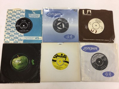 Lot 2254 - Box of single records (approx 230), including Jerry Lee Lewis, Jimmy Lloyd, etc