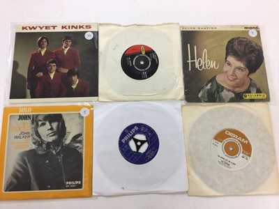 Lot 2258 - Box of single records and some EP's including The Kinks, Beatles, Alice Cooper, Clinton Ford, Tom Courtney, John Walker, Helen Shapiro and Elvis Presley.approx. 250. most Ex.