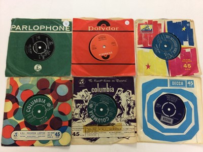 Lot 2262 - Box of approx 200 single records including George Harrison, Walker Brothers, Kinks, Little Richard, Manfred Mann, Tom Robinson, The Marzuders and Matthews Southern Comfort. Conditions vary.
