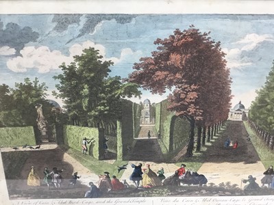Lot 125 - 18th century hand coloured engraving - A View of Cain & Abel Bird-Cage and he Grand Temple Walks in Lord Burlingtons Garden at Chiswick, printed for Carington Bowles, circa 1770, 28cm x 42cm, in gl...