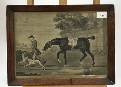 Lot 127 - Mid 18th century black and white mezzotint by Burford after Seymour - Hunter and Hounds, published 1752, 26cm x 36cm, in glazed frame