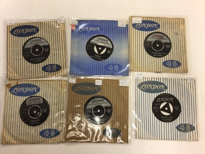 Lot 2278 - Box of approx 170 single records and sleeveless EP 's  on the London label. many tri-centres and included are Fats Domino, Donnie Brooks, Larry Williams, Jerry Lee Lewis, Johnny Burnette, Little Ri...