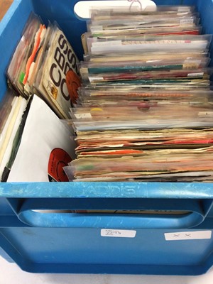 Lot 2279 - Two boxes of single records and EP's (approx 320), including Bob Dylan, The Pretty Things, Beach Boys, Union Gap, Tommy Tucker, Lancastrians, Brenda Lee, Paul Jones, Hi Lo. 'S, Laurie London, Mayna...