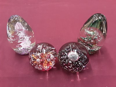 Lot 1217 - Four Selkirk glass Paperweights including Emerald Dance, Tristan and Tranquillity (4)