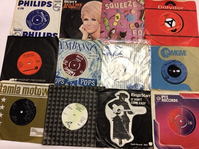 Lot 2284 - Box of approx 450 single records including Steppenwolf, Stranglers, Stretch, Supremes, Spectrum, Sparks, Spotnicks, Steeleye Span, Silverbird, Percy Sledge, Del Shannon and Sam the Sham. most appea...