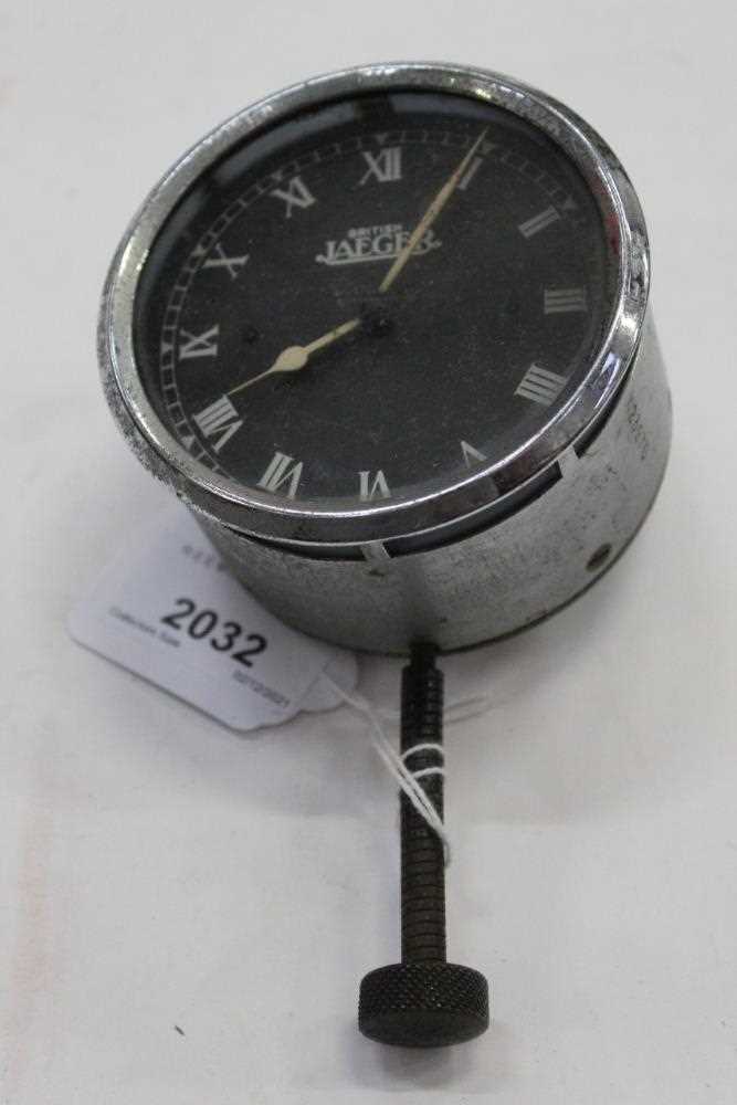 Lot 2032 - Vintage car clock by British Jaeger with black Roman numeral dial