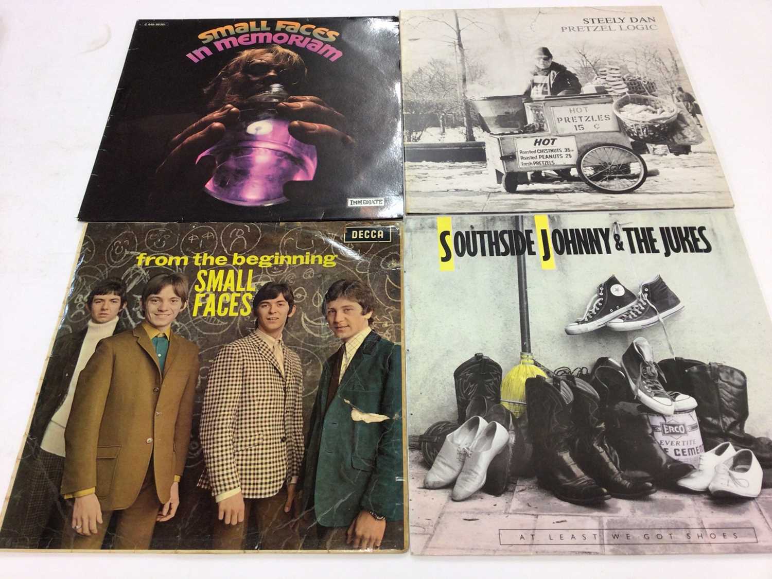 Lot 2302 - Box of LP records including Status Quo (Vertigo Swirl), Supertramp, Sting, Rod Stewart, Cat Stevens, Stackridge, Steely Dan, Edwin Starr, Squeeze, The Sports, Phil Spector, Joe South, Southside Joh...